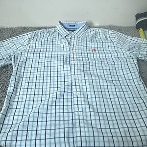 U.S. Polo Assn. White and Blue Plaid Shirt